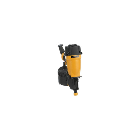 No Fuss Pneumatic Coil Siding Nailer With Rugged Aluminum Construction Adjustable Depth Setting And Smooth Operation For Quick And Reliable Exterior Cladding Repairs side view with details.