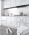 Glossy Marble Peel And Stick Wallpaper In Granite Gray And White For Countertops Cabinets And Furniture Waterproof Self Adhesive Removable Vinyl Film 15.8 Inch By 197 Inch on modern kitchen cabinets