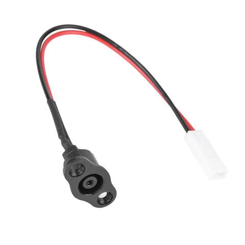 Silicone Charging Port With Waterproof Cover For M365 Electric Scooter, two-piece design, black with connector cables.