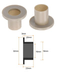 Heavy Duty 4 Piece Flanged Sleeve Bearings With Self Lubricating Nylon Bushings For Shafts 16mm Bore 18mm Od 23Mm Length showing dimensions and details.