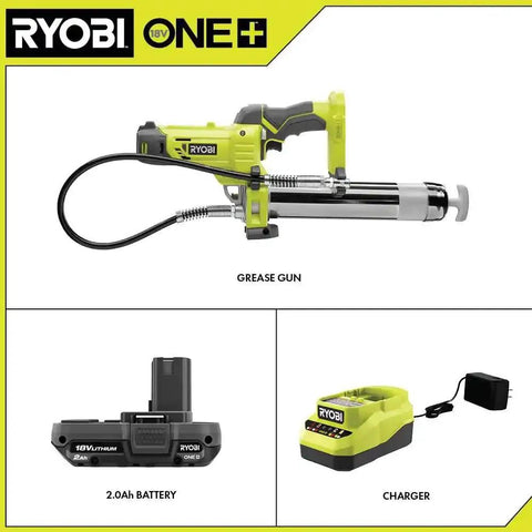 Cordless Grease Gun Kit With 2.0Ah Battery And Charger, 10000 PSI High Pressure, 7.5 Oz Per Minute Flow, Built In LED Work Light