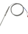 K Type Thermocouple Temperature Sensor With Stainless Steel Probe 2m Wire 6.6ft Cable 100mm Probe Length Fiberglass Insulation Metal Shield 0 To 400 C