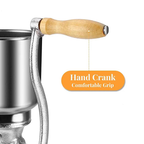 Manual Grain Grinder With Table Clamp Hand Crank Mill Heavy Duty Cast Iron Construction For Corn Seeds Spices Beans Coffee And More In Home Kitchen With Adjustable Coarseness And Large Wooden Handle