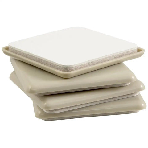 Stack of four beige Two And A Half Inch Self Stick Square Furniture Sliders For Carpet And Hard Surfaces Anti Slip Adhesive Pads