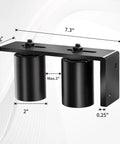 Heavy Duty Sliding Gate Roller Kit With 3 Inch Adjustable L Shaped Rear Post Bracket Universal Fit For Sliding Gates And Rolling Doors Beefy Steel Roller System shown with dimensions of rollers and bracket in black metal finish.