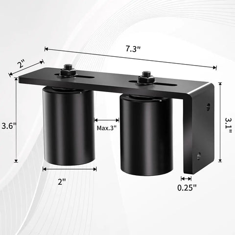 Universal Adjustable L Bracket Sliding Gate Roller Kit For 3 Inch Gates Heavy Duty Guide Rollers With Rear Post Bracket Easy Install Fits Most Sliding Gates And Rolling Doors Durable Steel Smooth Operation 2 Pack
