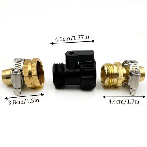 Dope 7-Piece Garden Hose Repair Kit With Aluminum Quick Connect Fittings And Splitter For Car Washing Irrigation, Gold Finish 5/8 3/4 Inch Heavy Duty No Leaks. 3-piece hose fittings set with measurements
