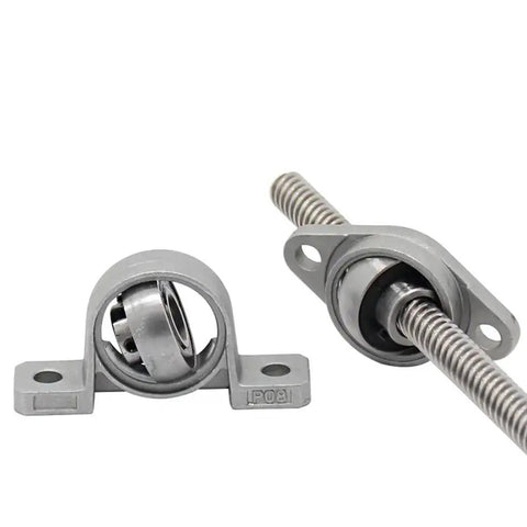 T8 Lead Screw Heavy Duty Kit 8mm Diameter For 3D Printers Stainless Steel With bearing and mounts, horizontal view