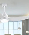 52 Inch Low Profile Ceiling Fan With Remote Lights All In One Modern White Finish For Bedroom Or Outdoor 6 Speed Quiet Motor 3 LED