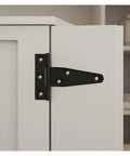 Rock Solid Heavy Duty Black T Shape Iron Hinges Built Like A Tank For Sliding Barn Doors And Fences With Silent Glide Galvanized Coating Quick Snap Install Two Pack Measures Approx 95 By 64 Mm Each on a white cabinet door.