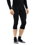 Cozy Warm Three Quarter Length Thermal Base Layer Bottom For Men Black Size Medium Built With Durable Nylon Blend Stretch And Moisture Wicking For All Day Cold Weather Comfort