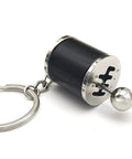 Dope 6 Speed Manual Shift Gear Keychain Solid Polished Metal Mini Transmission Knob Key Ring For Daily Cruises Cars Trucks And Hot Rods Black Style close-up showing gear shift design.