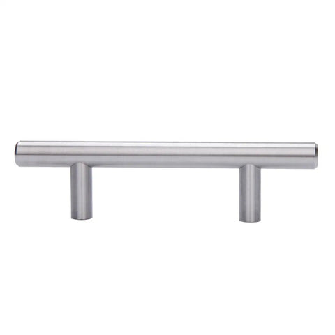 Euro Bar Cabinet Handle Set 50 Pack Satin Nickel Finish For Cabinets And Cupboards 5.38 Inch Length 3 Inch Hole Center