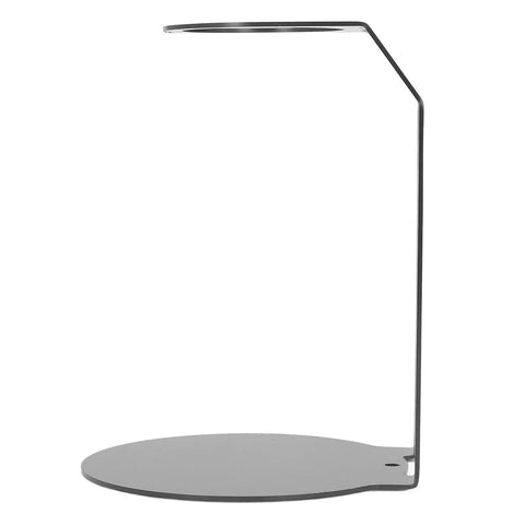 Top Shelf Iron Pour Over Coffee Dripper Rack With Rock Solid Frame Matte Black Filter Holder Stand, side view showing sturdy design.
