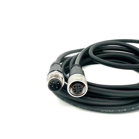 M12 4 Pin A Coded Connector Cable Straight Male To Female Unshielded IP67 Waterproof 250V 4A PVC AWG22 2M coiled view