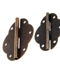 Antique Bronze Cabinet Hinges Set with small 46x34mm and large 56x42mm sizes for vintage furniture and boxes
