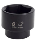 Pro Grade Six Point Impact Socket With One Half Inch Drive Plus One And A Half Inch Length forged from tough chrome moly steel.