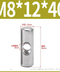 M8 Stainless Steel Barrel Nut and Dowel Set 10 Pack for Furniture Repair and Assembly, showing dimensions in millimeters.