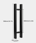Beefy Black Stainless Steel Door Hardware Set With Square Tube Handle For Glass And Wood Doors Including Push Pull Sliding And Barn Doors Seven Size Options 500x300mm With Rubber Gasket Protection For Glass Surfaces