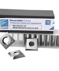 No Nonsense 15mm Square Carbide Cutters For Woodturning And Spiral Planer Heads 10 Piece Pack of carbide inserts and packaging.