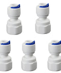 Five pack of One Quarter Inch Female Thread To One Quarter Inch Tube Straight No Fuss Quick Connect Adapter Push Fit Plastic Pipe Fitting