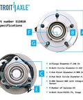 Front Wheel Bearing Hubs Replacement Kit For Ford F 150 1997 1998 1999 2000 4WD With ABS 4 Wheel Assembly Set specifications