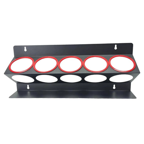 Heavy Duty Iron Wall Mount Spray Bottle Rack For Garage And Shed Storage: 6-bottle capacity, solid steel construction, mounted design.