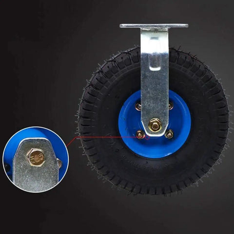 Heavy Duty Caster Wheels With Swivel Castors For Flatbeds And Industrial Rubber Inflatable Tires Silent Shockproof Single Wheel 8 Or 10 Inch close-up of a single caster wheel with a metal bracket and rubber tire.