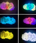 Cloud Lightning Light Kit With Music Sync in RGB Multicolor LED, showing yellow to blue hues, ideal for cozy bedroom decor.