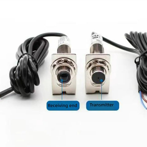 PNP Output Photoelectric Proximity Sensor Switch with Beefy Heavy Duty Stainless Steel Threaded Body and Bracket, DC 12 to 24V shown