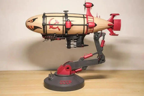Glue Free Airship Model Kit Ready To Assemble With Photo Etched Parts English Instructions Included Paint Not Included For Ages 14 Plus A Clean No Mess Build For Hobbyists Collectors And History Buffs on display stand