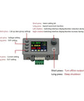 Front view of Beefed-Up 90W DC Buck Boost Converter For CNC Machines Regulated Power Supply Module with display and controls.