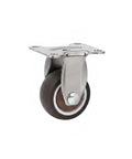 Locking Casters for Heavy Furniture With TPR Rubber Plate Wheels and Chrome Plated Steel Brakes, close-up view, 1 Pack