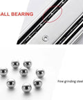Close-up of ball bearing mechanism in Heavy Duty 16 Inch Drawer Slides Set With 3 Section Full Extension Ball Bearing Side Mount 100 Lb Capacity Zinc Plated Steel Includes 5 Pairs For Kitchen Cabinets And Workshop Drawers.