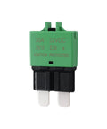 Hardcore 30A Manual Reset Fuse Mini Circuit Breaker DC 12V-32V, green 30A fuse designed for off-road vehicle protection.