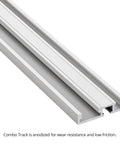 Rock Solid Aluminum Combo T Track 48 Inch Miter Channel and T Slot Workbench Rail showing anodized surface for low friction.