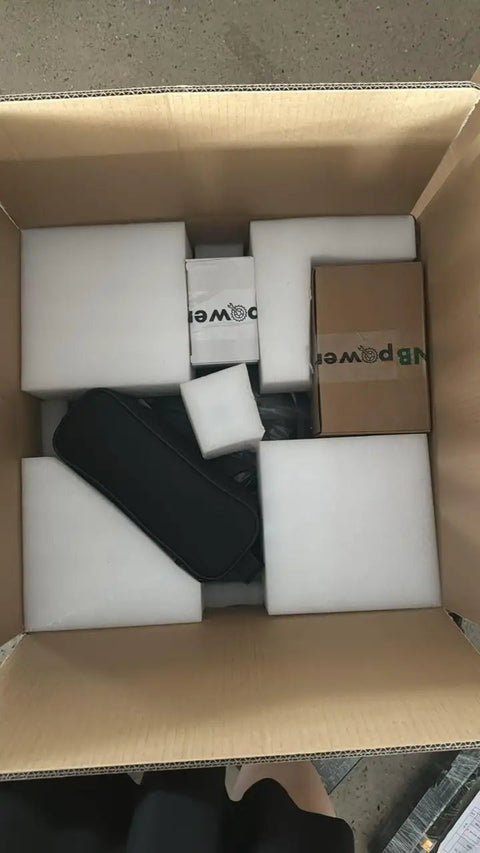 Beast Mode Fat Tire Electric Bike Kit 48-72V 2000W Front Hub Motor packed in a box with foam inserts for safe transit.
