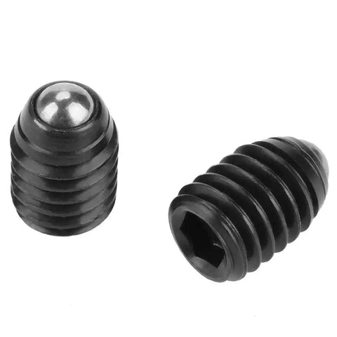 10 Piece Carbon Steel Ball Plunger Set With M6 Hex Socket Spring Plunger Pins showing two plunger pins with ball tops.