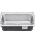 33 By 22 By 9 Inch Top Mount Drop In Stainless Steel Single Bowl Kitchen Sink With Strainer And Dish Rack 18 Gauge T304 Steel Rust Resistant Heavy Duty Build Four Hole Faucet Compatible Easy Clean