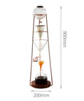 Premium Cold Brew Coffee Maker Featuring Gentle Slow Drip Flow And Adjustable Metal Valves, tall glass and metal design, 900mm height, 200mm base.