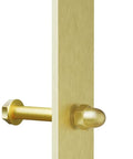 Close-up of champagne brass hardware from 78 Inch Barn Door Track And Hardware Kit In Champagne Brass With Smooth Rollers And Matching Hardware
