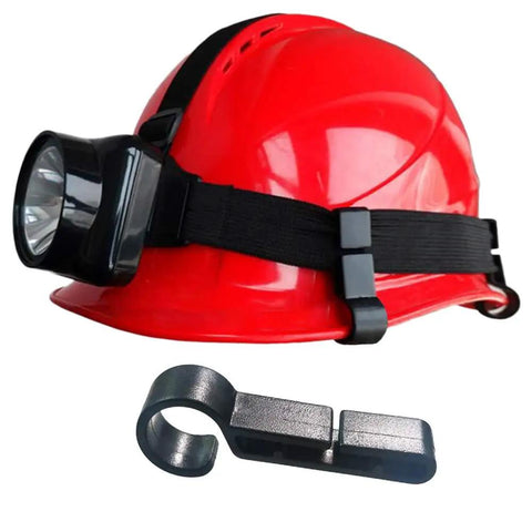 Hard Hat Headlamp Clips for Easy Mounting on Narrow Edged Helmets, Durable Clips to Secure Your Headlamp, 10 Pack Shown with Helmet