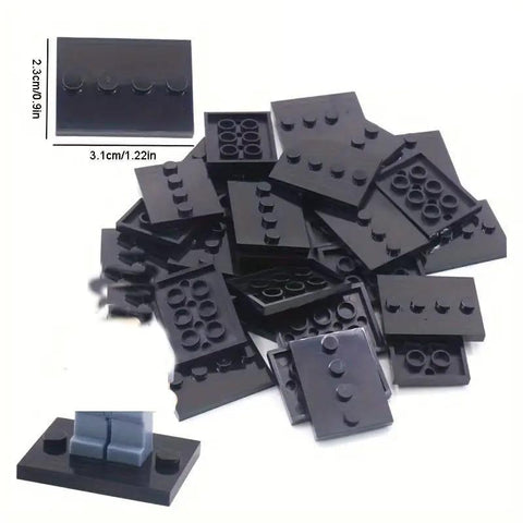 Mini Figure Display Stand Set With 50 Pieces Classic Bracket Plate 3x4 Four Studs Compatible With Lego and Other Brick Brands