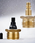 Brass Blow Out Plug For RVs, Boats, Campers And Travel Trailers, No Fuss Quick Connect Garden Hose Adapter snow-covered