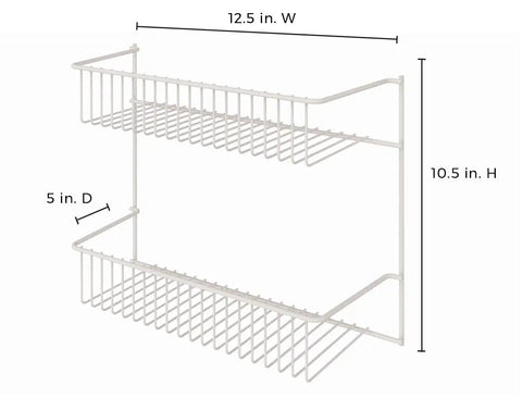 Slick Two Tier Wall Rack For Cabinet Doors And Walls, Heavy Duty Epoxy Coated Steel Storage Shelf In Crisp White, No Sweat Install Hardware Included, Total Game Changer For Tight Kitchen And Closet Spaces