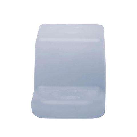 4 Pack 3/4 Inch White Plastic Drawer Slide Spacers Cabinet Side Shims for aligning kitchen cabinets, shown from the front.