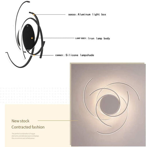 Diagram of Remote Controlled Dimmable LED Ceiling Light For Living Room And Kitchen Modern Spiral Flower Flush Mount Chandelier White Finish 22 Inch Diameter 72W LED Bulb Included Aluminum And Acrylic Easy Dim With Remote