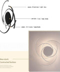 Modern Spiral Flower LED Ceiling Light With Remote Dimmer Flush Mount Fixture For Living Room And Kitchen White Aluminum And Acrylic 29.5 Inch Diameter 92W Stepless Dimming From Cool White To Warm White Easy Install with labeled parts diagram and glow effect