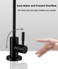 Superior Matte Black Water Filter Faucet Offers Easy Peasy Reverse Osmosis Setup For Kitchen Sink Straight Up Crafted From Solid Lead Free Stainless Steel with flexible 90° switch.