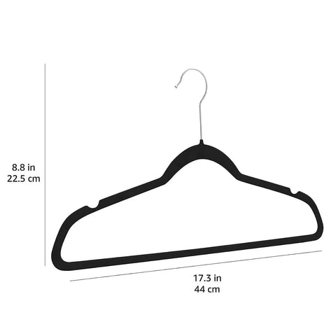Dimensions of Slim Velvet Non Slip Space Saving Suit Hangers For Closet Organization 30 Pack Black And Silver
